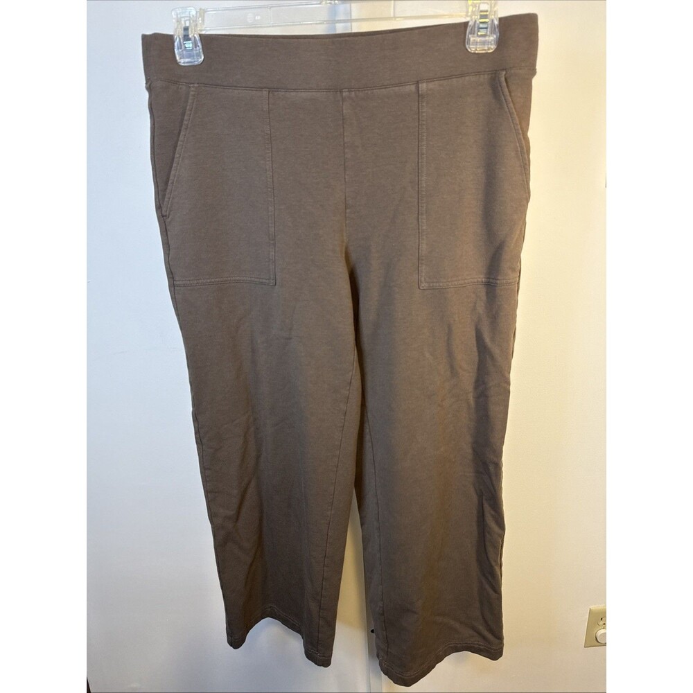 Pure J Jill Womens Med Pima Cotton Modal Knit Straight Leg Crop Lounge Pants Bro